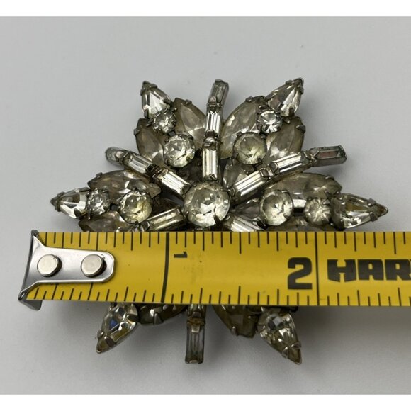 Vintage Weiss Huge 2.5” Starburst Clear Baguette Rhinestones Brooch Pin Signed - Picture 5 of 5